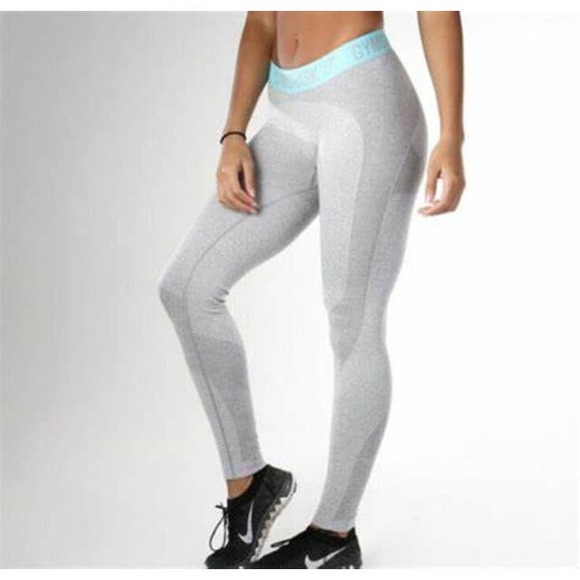 Gymshark Flex Low Rise Gray Aqua Blue Spandex XS Leggings - Picture 2 of 6